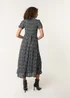 Blue Vanilla Black Ditsy Floral Puff Sleeve Shirred Dress - S Image 4