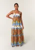 Blue Vanilla Multi Lemon Abstract Print Shirred Maxi Dress - S Image 1