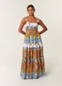 Blue Vanilla Multi Lemon Abstract Print Shirred Maxi Dress - S Image 3