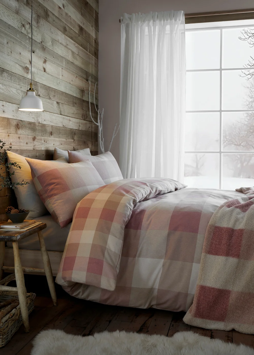 Appletree Ashford Check Reversible Natural Throw - One Size Image 4