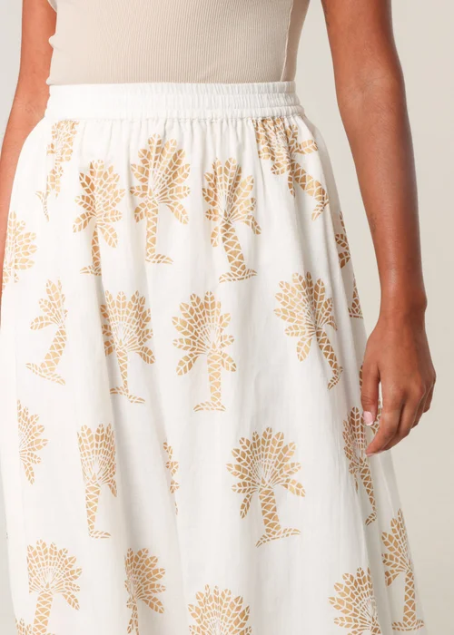 Blue Vanilla Ivory Gold Palm Print Circle Skirt - L/XL Image 2