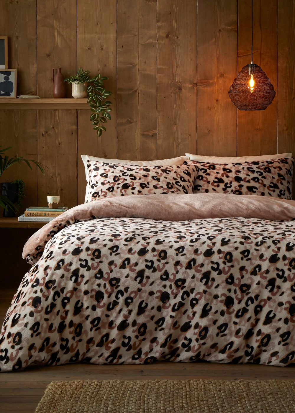 Fusion Cosy Leopard Soft Fleece Natural Duvet Cover Set - Single Image 1