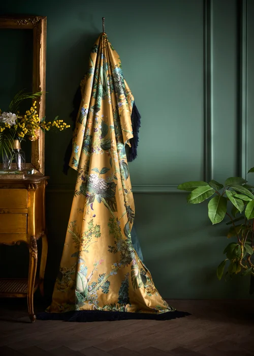 Laurence Llewelyn-Bowen Cotswold Fantasia Velvet Gold Throw - 130 x 180cm Image 1