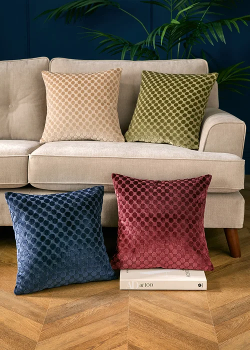 Soiree Velvet Spot Velvet Green Filled Cushion - 43W X 43D Image 4