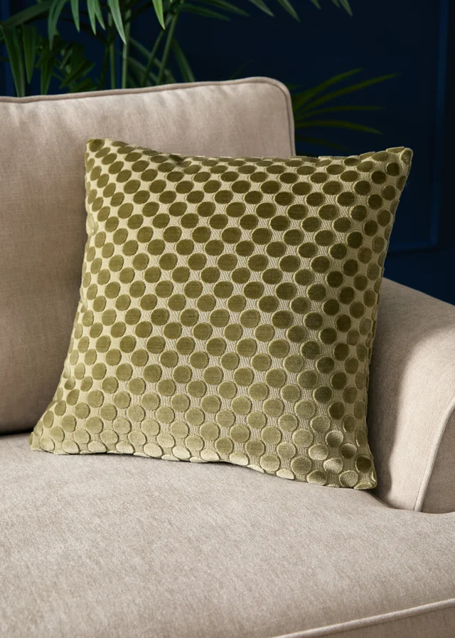 Soiree Velvet Spot Velvet Green Filled Cushion