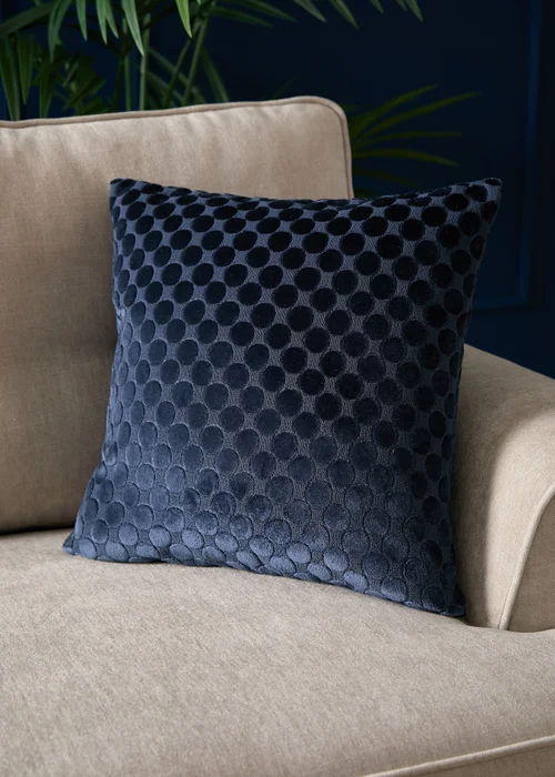 Soiree Velvet Spot Velvet Navy Filled Cushion - 43W X 43D Image 1