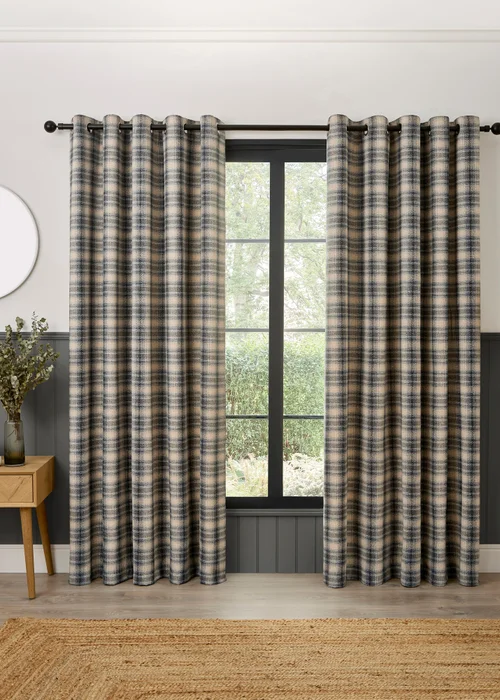 Curtina Everett Jacquard Heavyweight Grey Eyelet Curtains - 46W X 54D (117x137cm Image 1