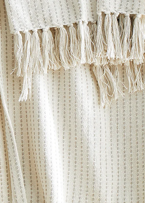 Drift Quinn Tasselled Cream Throw - 200 x 200cm Image 3