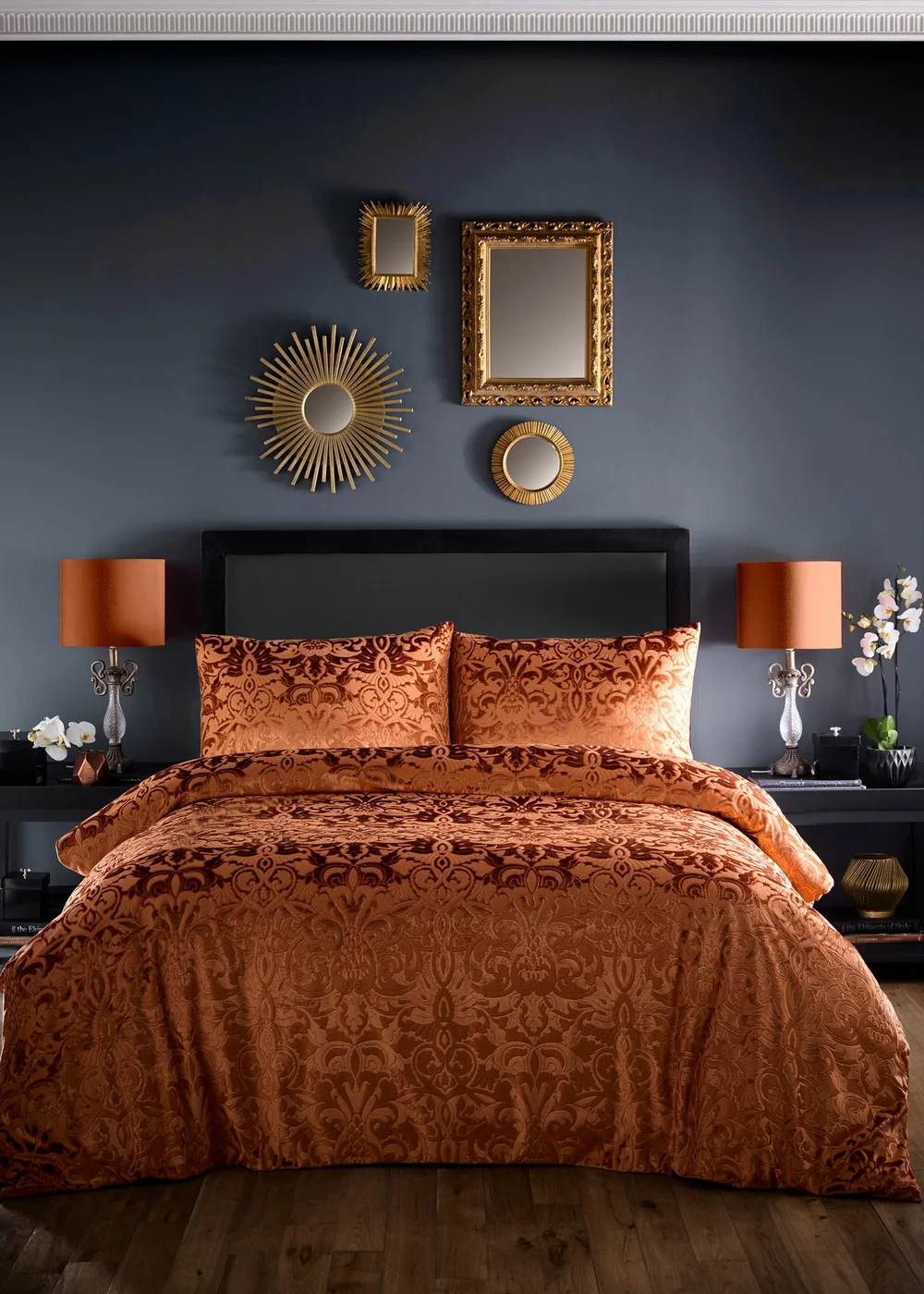 Laurence Llewelyn-Bowen Firenza Velvet Spice Duvet Cover Set - Double Image 1