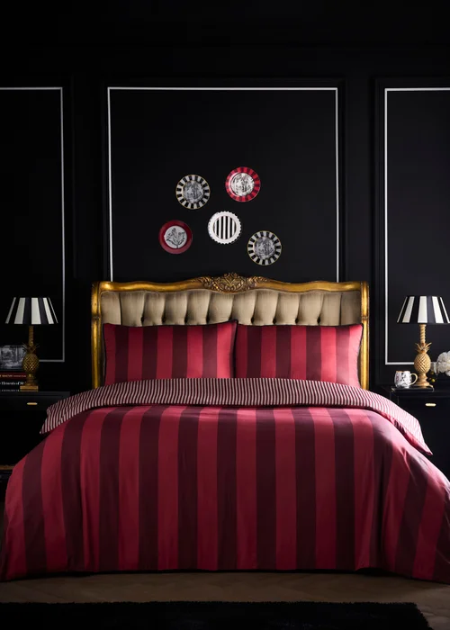 Laurence Llewelyn-Bowen Festivo Circus Stripe Red Duvet Cover Set - Double Image 1