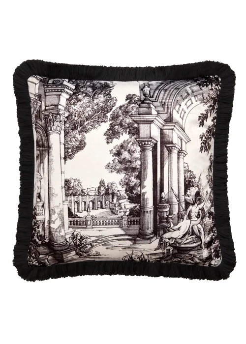 Laurence Llewelyn-Bowen Vista Velvet Black/White Filled Cushion - 43W X 43D Image 2