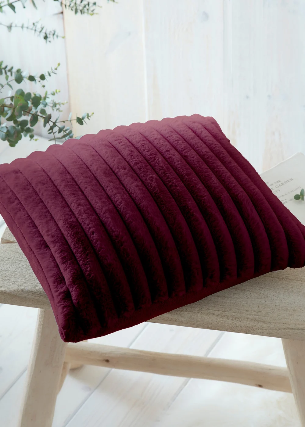 Appletree Morritz Soft Faux Fur Burgundy Filled Cushion - 43W X 43D Image 1