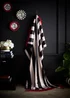 Laurence Llewelyn-Bowen Festivo Stripe Velvet Black Throw - 130 x 180cm Image 1