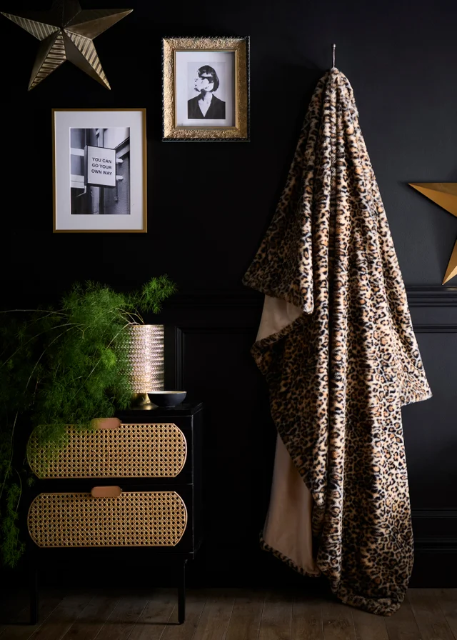 Fusion Leopard Throw Soft Fleece Natural Throw