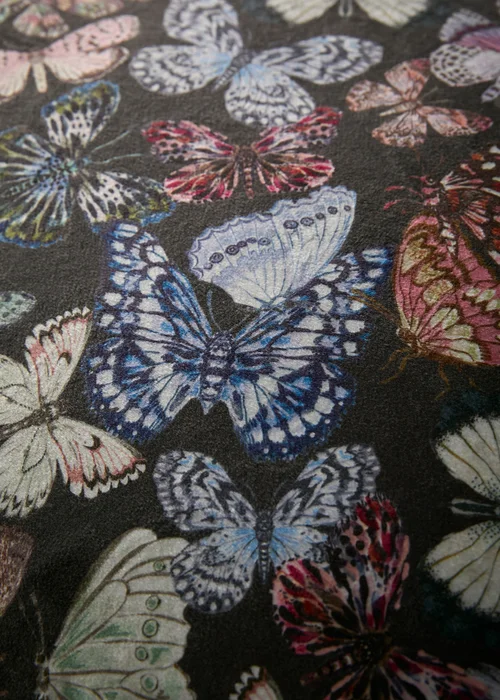 Soiree Papillon Velvet Charcoal Duvet Cover Set - Double Image 3