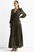 Gini London Black Sparkle Chiffon Occassion Tiered Maxi Dress - 10 Image 4