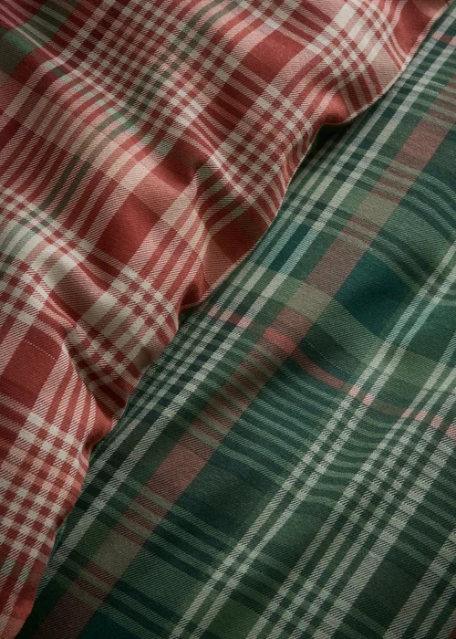 Dreams & Drapes Bennet Check Brushed Green Duvet Cover Set - Single Image 3