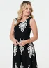 Izabel London Black & White Ikat Print Sleeveless A-Line Midi Dress - 12 Image 4