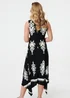Izabel London Black & White Ikat Print Sleeveless A-Line Midi Dress - 12 Image 3