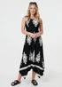 Izabel London Black & White Ikat Print Sleeveless A-Line Midi Dress - 12 Image 1