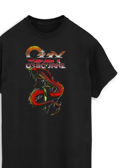 Spiral Galaxy Ozzy Osbourne Snake Men's Black Graphic Music T-Shirt - 3XL Image 2