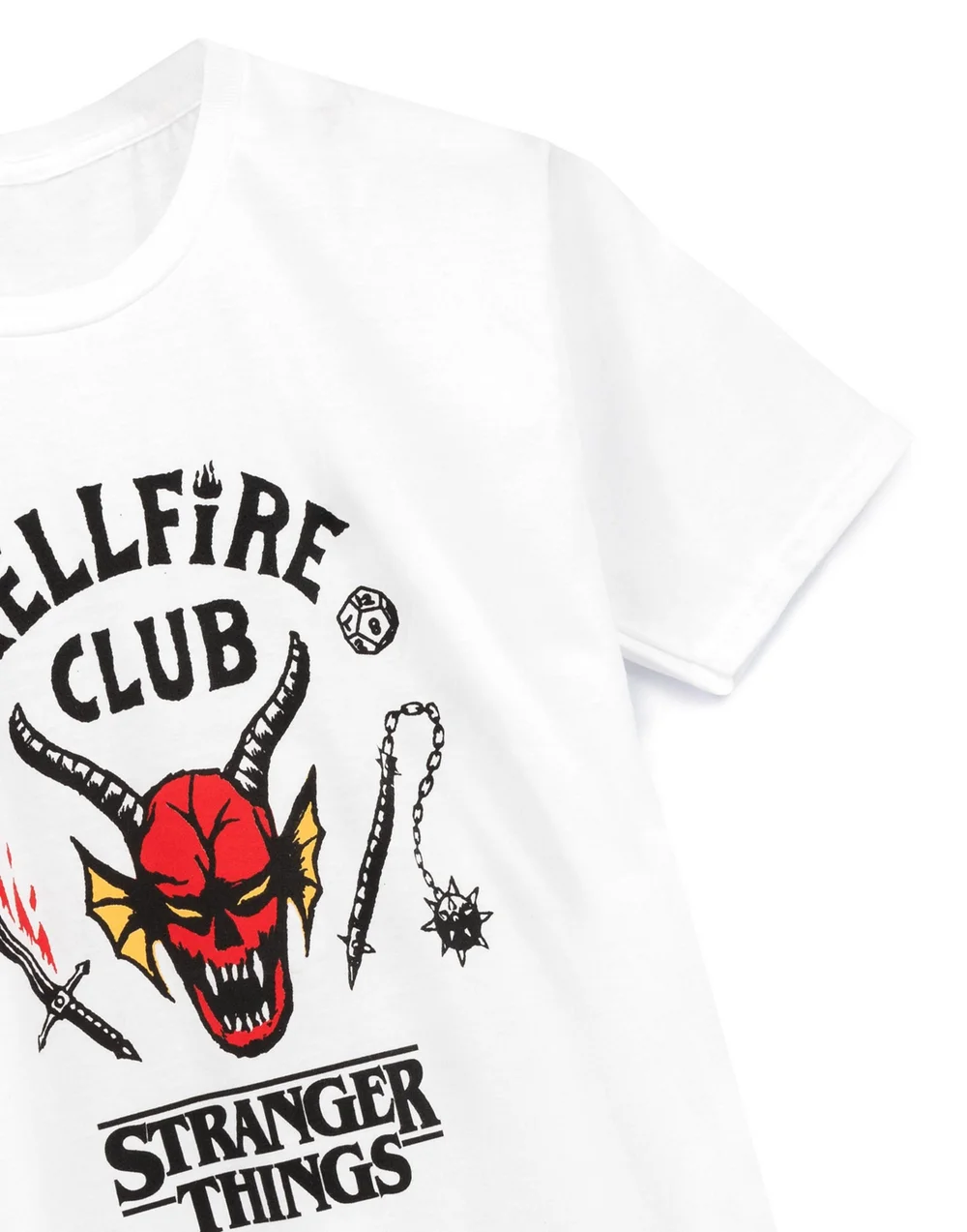 Vanilla Underground Stranger Things Kids Hellfire Club Logo Print White T-Shirt - 9-10 Yrs Image 5