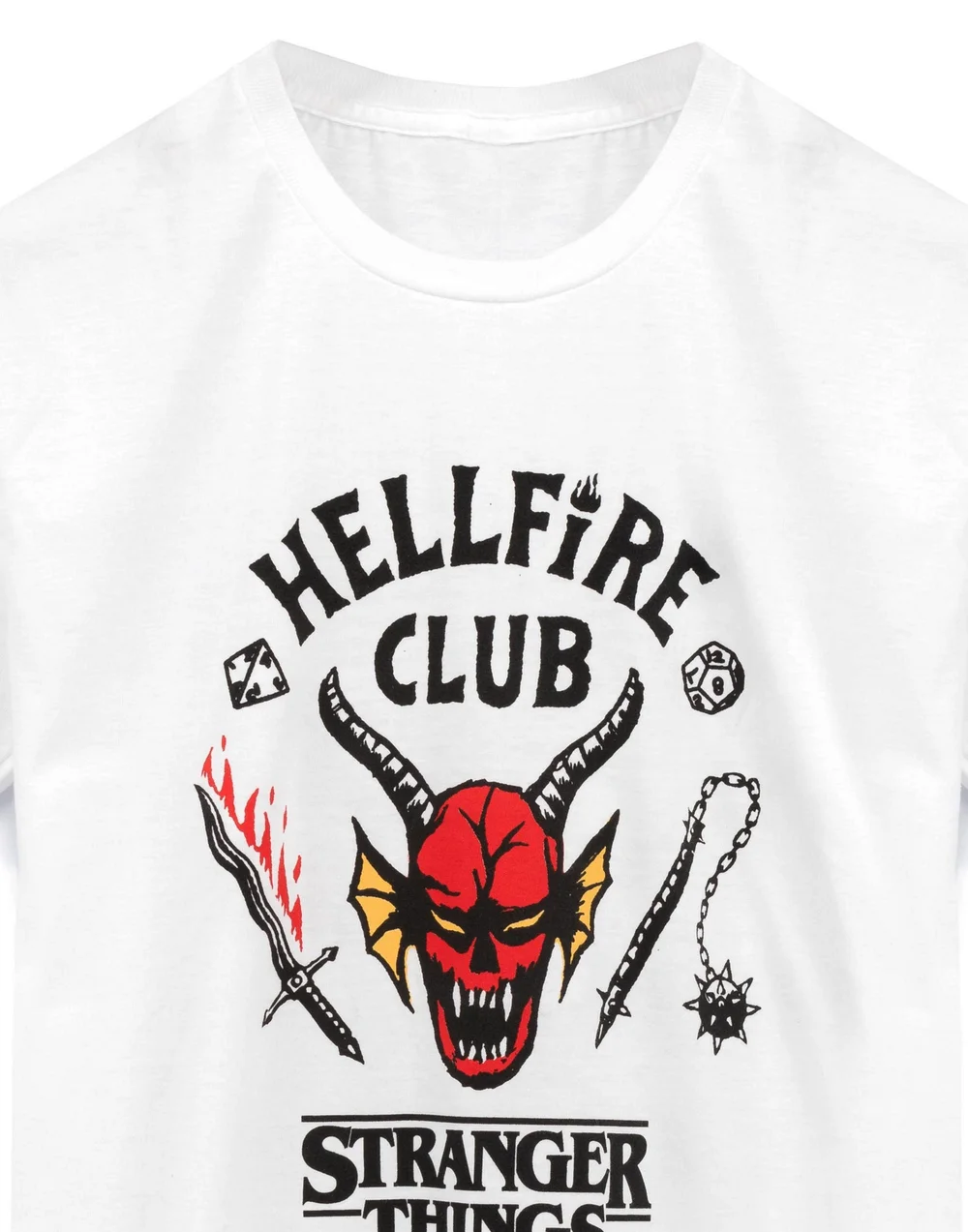 Vanilla Underground Stranger Things Kids Hellfire Club Logo Print White T-Shirt - 9-10 Yrs Image 2