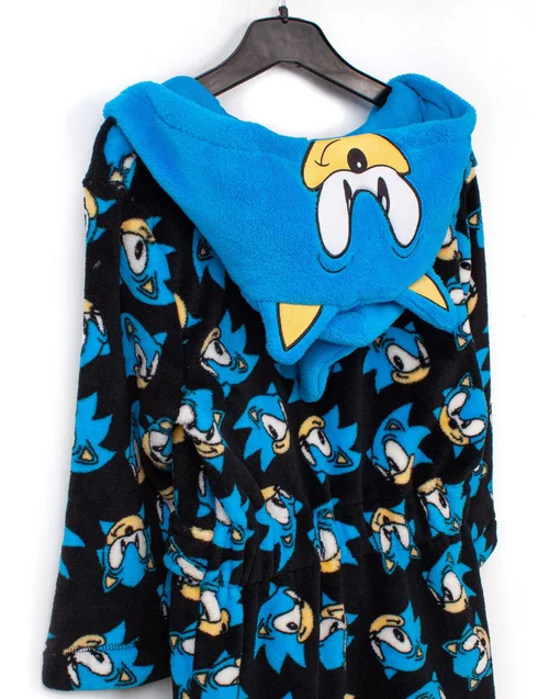 Sonic The Hedgehog Boys Blue Sonic Bathrobe (4 - 12 Years) - Age 11-12 Years Image 3