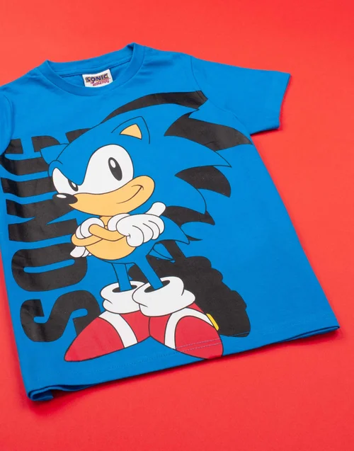 Sonic The Hedgehog Boys Blue Sonic Short Sleeved T-Shirt (4 - 14 Years) - Age 11-12 Years Image 2