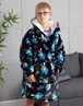 Sonic The Hedgehog Kids Black Sonic & Logo Blanket Hoodie - One Size Image 3