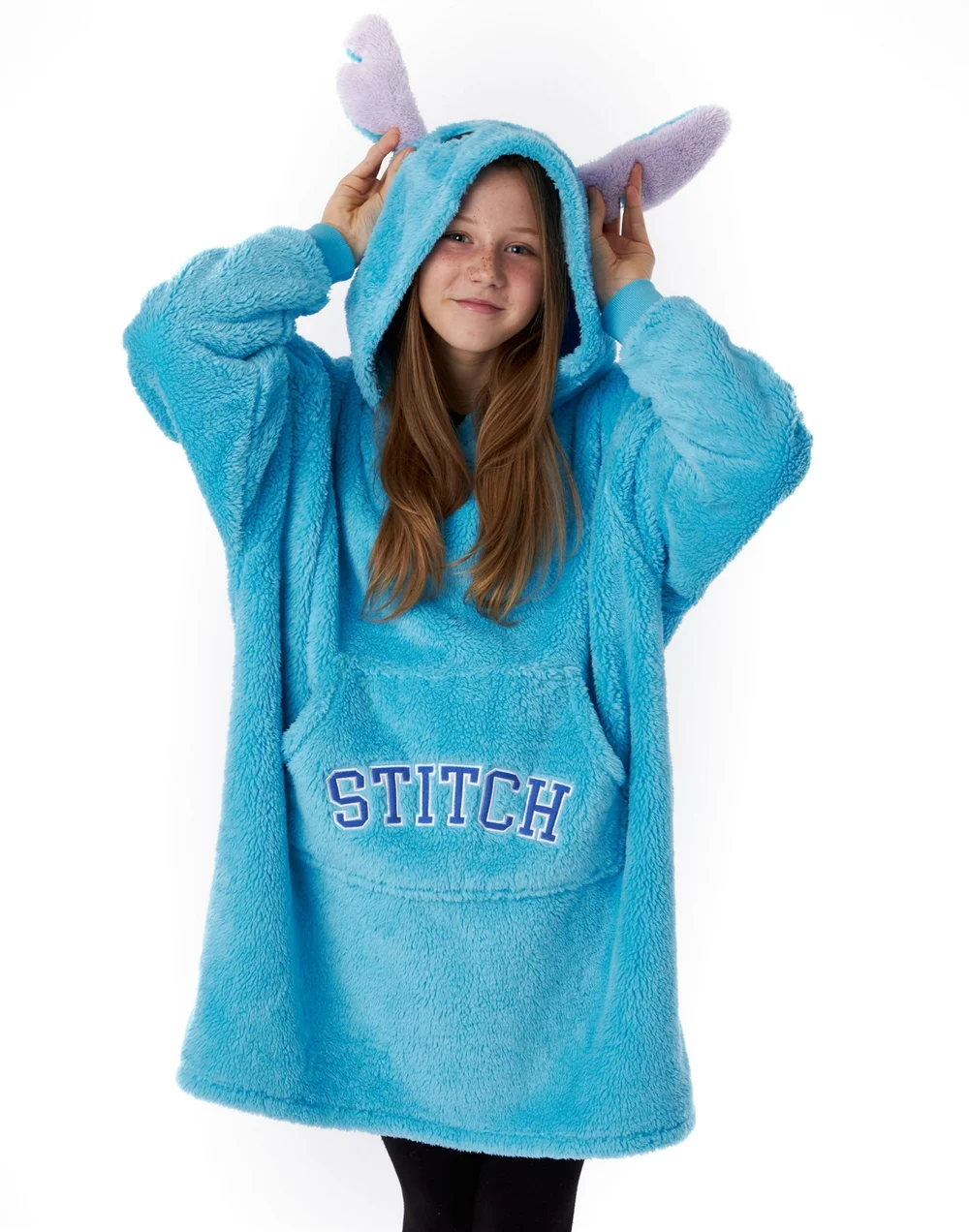 Vanilla Underground Disney Lilo & Stitch Kids Ears Blanket Blue Hoodie - Age 9-13 Years Image 1