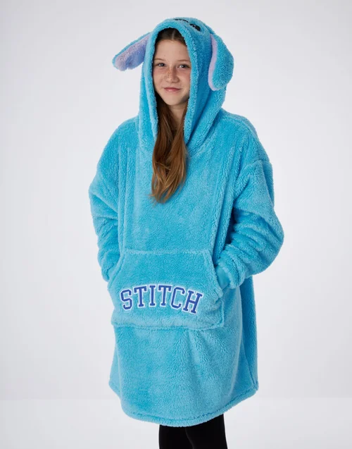 Vanilla Underground Disney Lilo & Stitch Kids Ears Blanket Blue Hoodie - Age 9-13 Years Image 3