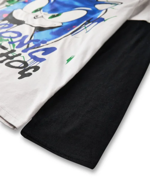 Sonic The Hedgehog Unisex Kids Grey Graffiti Long Sleeved T-Shirt (4 - 12 Years) - Age 5-6 Years Image 3