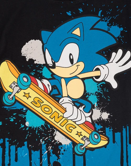 Sonic The Hedgehog Boys Black Skater Sonic Short Sleeved T-Shirt (4 - 12 Years) - Age 9-10 Years Image 4
