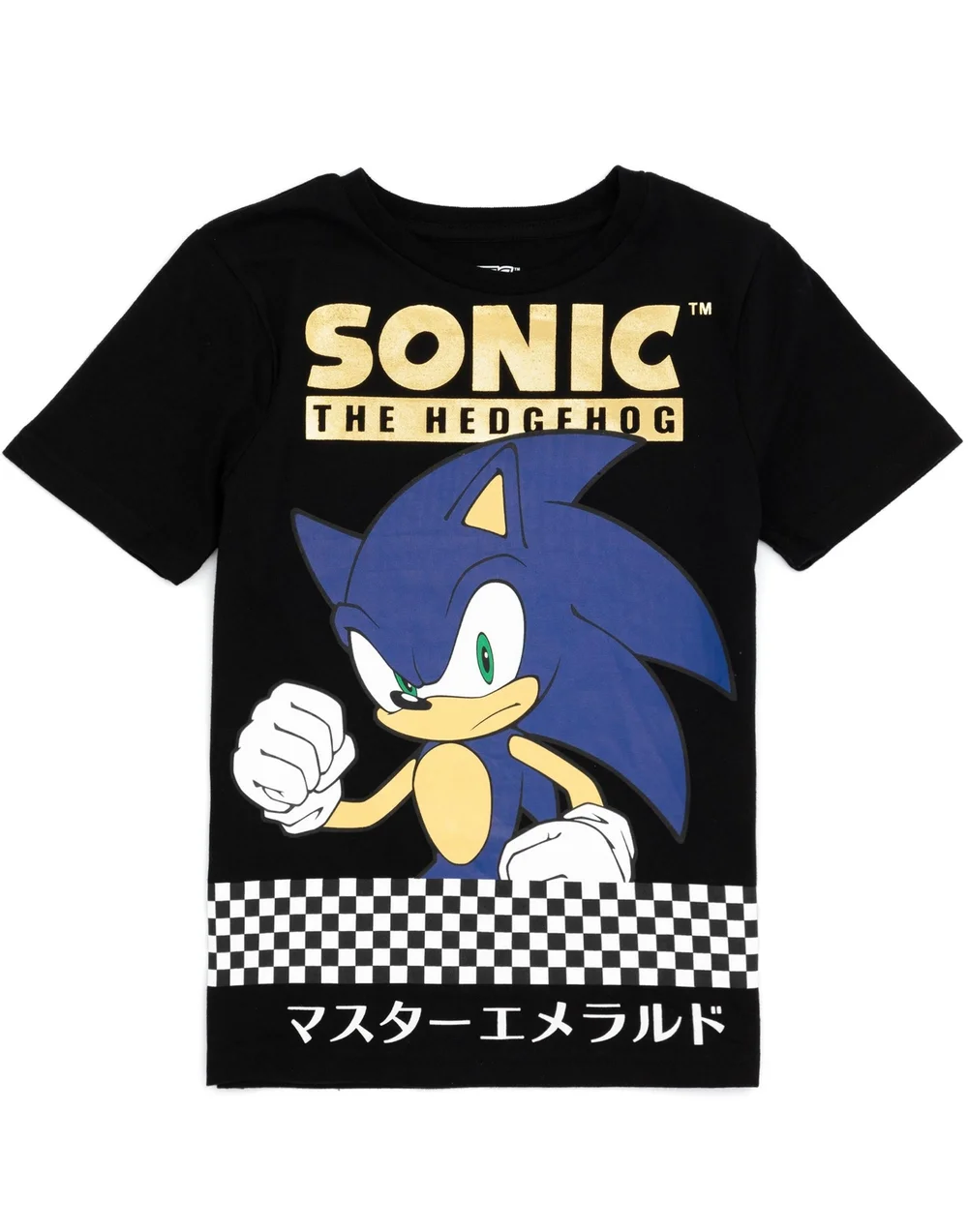 Sonic The Hedgehog Boys Black Japanese Text Print T-Shirt (3 - 14 Years) - Age 8-9 Years Image 1