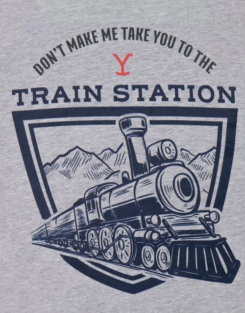 Yellowstone Grey Train Station Short Sleeved T-Shirt - Extra Large Image 4