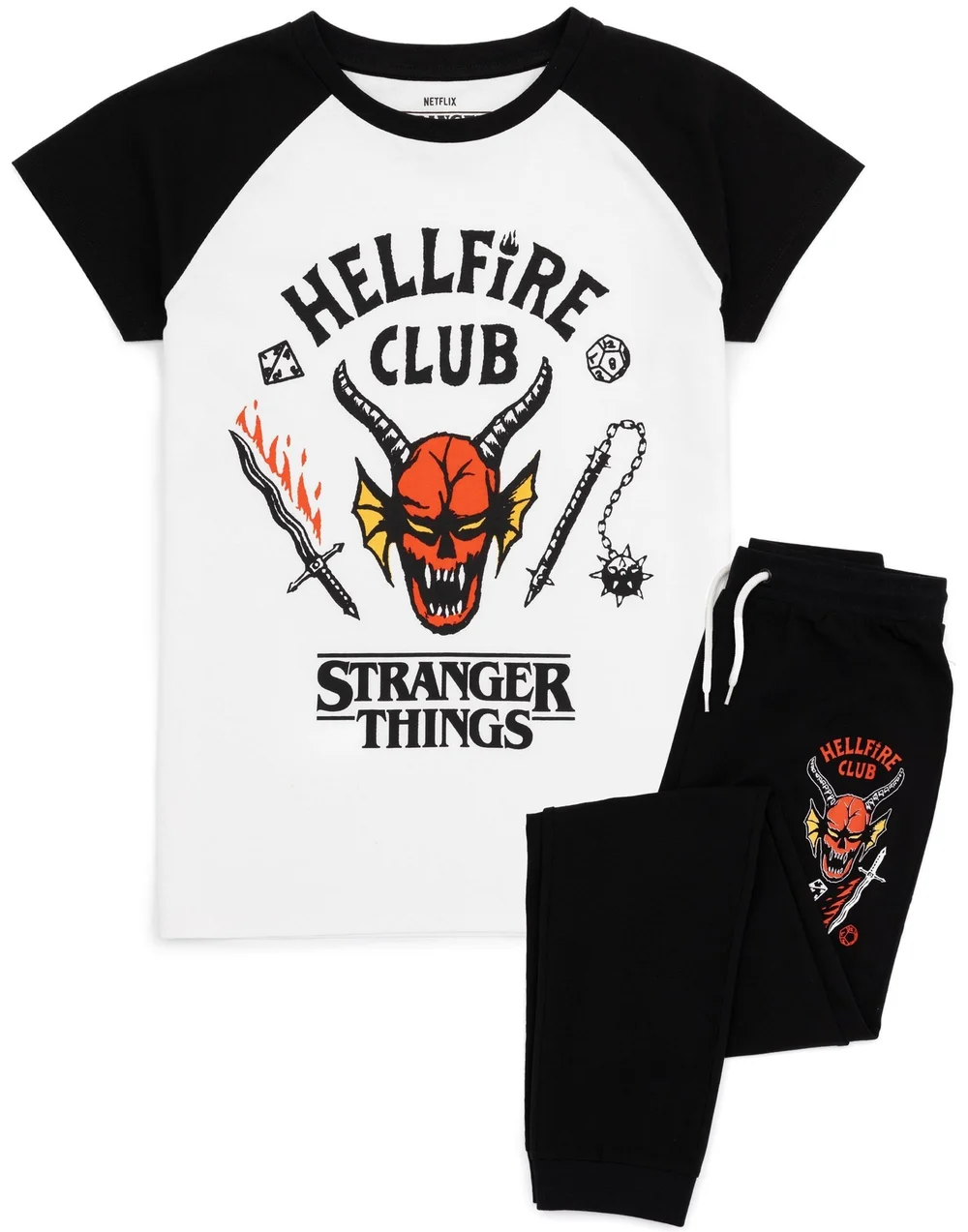 Vanilla Underground Stranger Things Kids Long Leg Black PJs - 7-8 Yrs Image 5