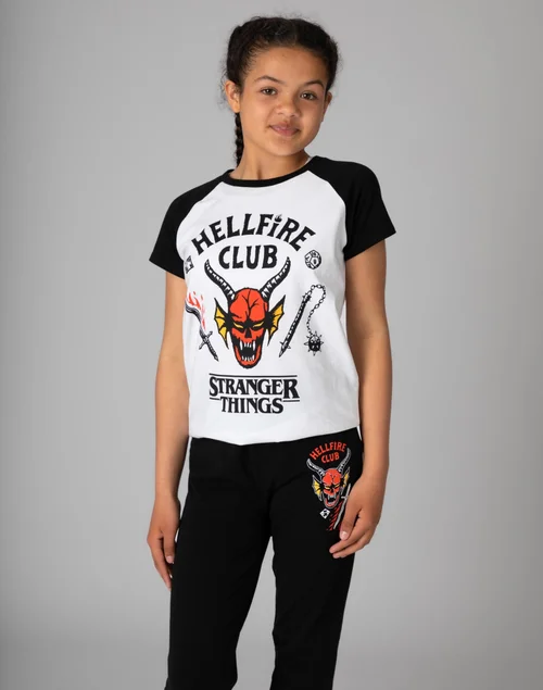 Vanilla Underground Stranger Things Kids Long Leg Black PJs - 7-8 Yrs Image 2