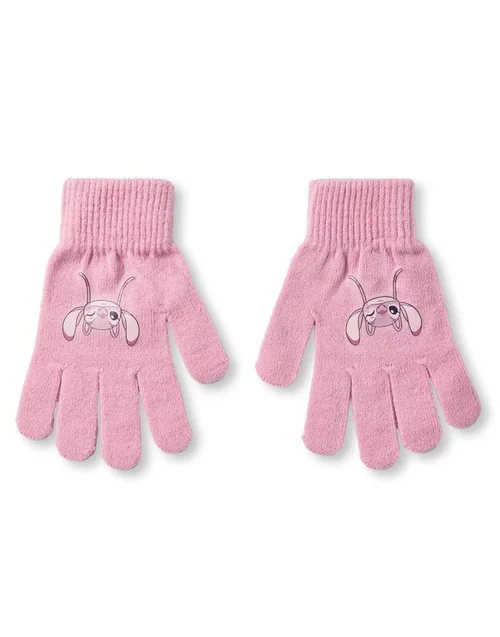 Disney Kids Angel Character Face Beanie & Gloves Pink Set - One Size Image 2