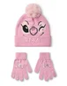 Disney Kids Angel Character Face Beanie & Gloves Pink Set - One Size Image 1