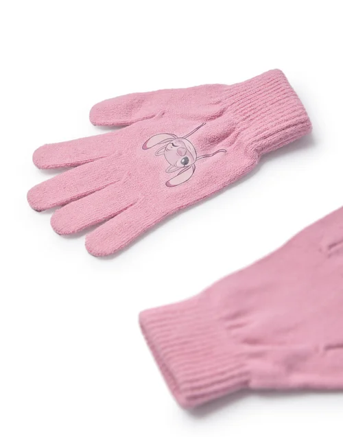 Disney Kids Angel Character Face Beanie & Gloves Pink Set - One Size Image 4