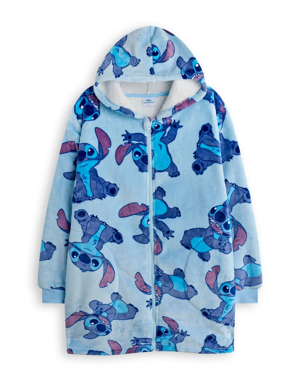 Disney Girls Blue Stitch Zip Through Blanket Hoodie - One Size Image 1