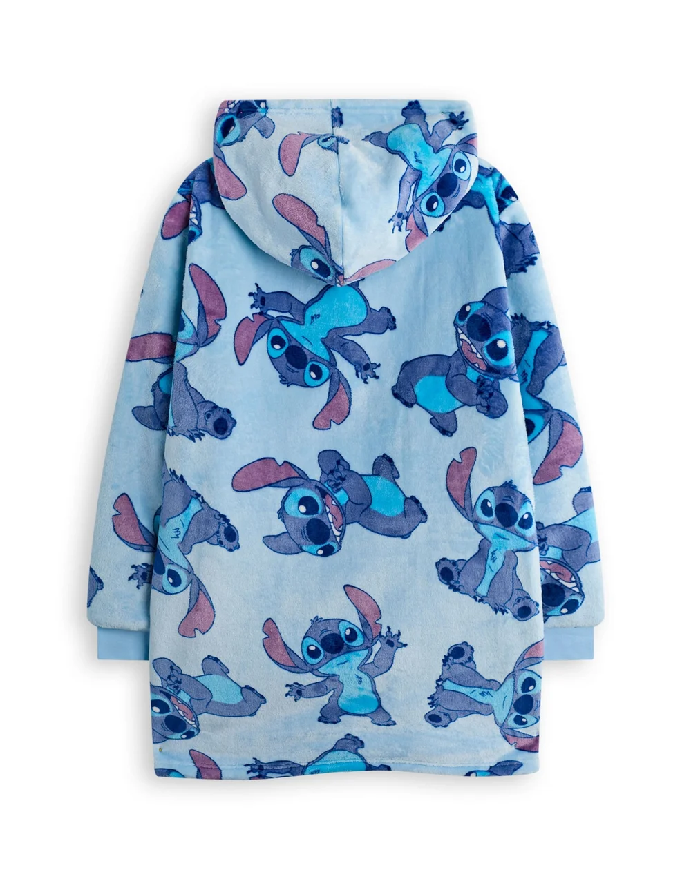 Disney Girls Blue Stitch Zip Through Blanket Hoodie - One Size Image 2