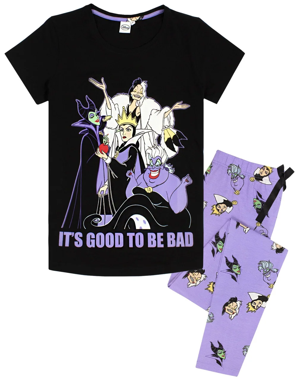 Vanilla Underground Disney Villains Adults Good To Be Bad Black PJs - Medium Image 2
