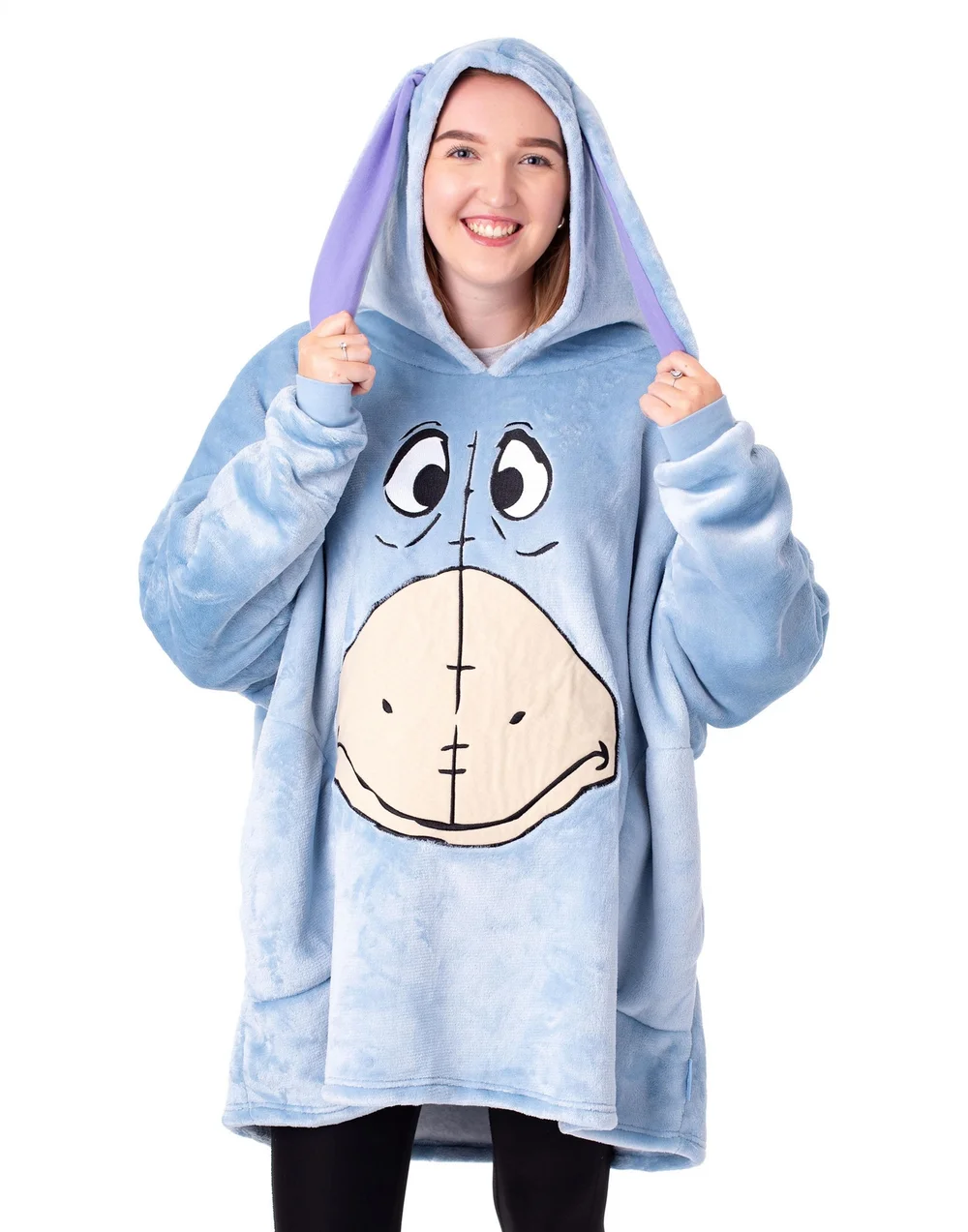 Vanilla Underground Disney Adults Eeyore Blanket Blue Hoodie - One Size Image 1