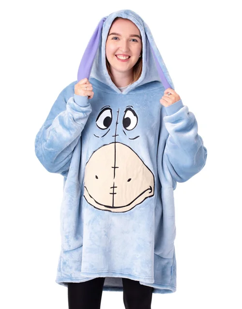 Vanilla Underground Disney Adults Eeyore Blanket Blue Hoodie - One Size Image 1