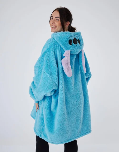 Vanilla Underground Disney Adults Applique Ears & Lettering Blue Blanket Hoodie - One Size Image 2