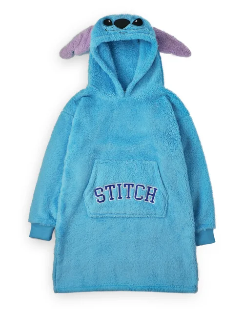 Vanilla Underground Disney Adults Applique Ears & Lettering Blue Blanket Hoodie - One Size Image 4