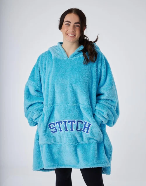 Vanilla Underground Disney Adults Applique Ears & Lettering Blue Blanket Hoodie - One Size Image 3