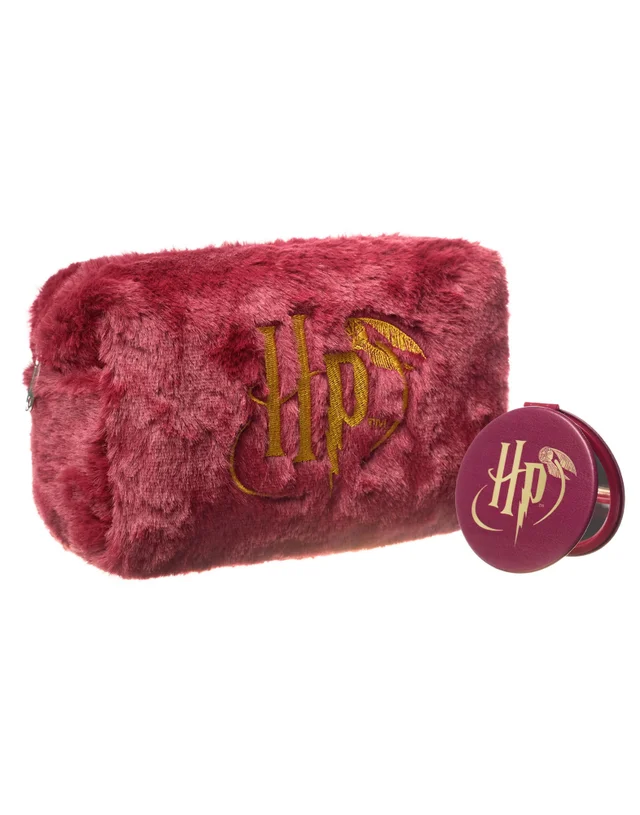 Harry Potter Womens Red Golden Snitch Makeup Bag & Mirror